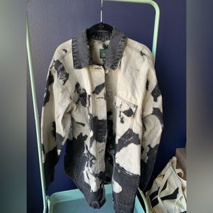 NWT Women’s Denim Chore Jean Jacket Shacket - Wild Fable Black Wash Tie Die XXL